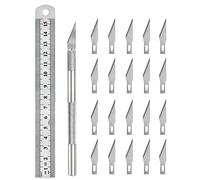 Ensemble de couteaux de précision pour découpage de hobby comprenant 20 lames de rechange et règle en acier inoxydable pour bricolage, artisanat, bricolage, bricolage, artisanat, scrapbooking