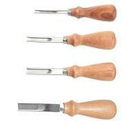 Ensemble de couteaux ergonomiques en cuir avec quatre lames en acier inoxydable et manche en bois, pour le travail du cuir, longue durée