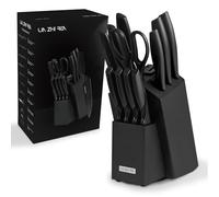 Ensemble De Couteaux LINZHIREN De 13 Pièces, Ensemble De Couteaux De Cuisine Avec Bloc, Aiguiseur Intégré, Manche Ergonomique, Lavable Au Lave-Vaisselle, Noir