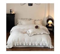 Ensemble de Couvercle de Couette à la Toison à 100% Coral, décoration Insertion de Bord à Volants Shabby Chic, litière de 4 PC, Blanc (Couleur: 01, Taille: 1,5 m de lit -200x230cm)