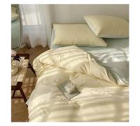 Ensemble de Couvercle de Couette en Coton 4 pièces à 100% Coton lavé en Coton Doux à Talent de Couette texturée Douce (Couleur: Jaune, Taille: 1,5 m-1,8 m de lit-200x230 cm)