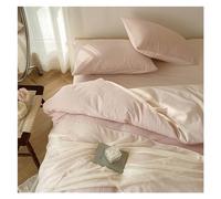 Ensemble de Couvercle de Couette en Coton 4 pièces à 100% en Coton lavé en Coton à Talent de Couette texturé à Bout de Souffle (Couleur: Rose, Taille: 2,0 m de lit -220x240 cm)