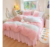 Ensemble de Couvercle de Couette guojm Ensemble de Couvercle de Couette en Peluche Double Couleur Hiver
