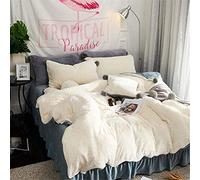 Ensemble de Couvercle de Couette Shaggy Guojm (1 Couverture de Couette 1 Feuille de lit 2 Pompoms Oreiller Shams) Couper la Couverture Send, avec Fermeture à glissière, Beige, Roi
