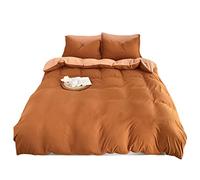 Ensemble de Couvercle de Couette TFBHL Microfibre, Ensembles de literie de Courtepointe avec Feuille de lit taies d'oreiller, Soft Reversable Hypoallernic Easy Care (Orange, 220x240cm)