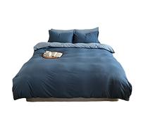 Ensemble de Couvercle de Couette TFBHL Microfibre, Ensembles de literie de Courtepointe avec Feuille de lit taies d'oreiller, Soft Reversable Hypoallernic Easy Care (Bleu, 150x200cm)