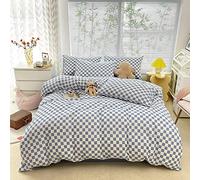 Ensemble de Couvercle de Couette TFBHL Twin Grid Set Set Counter Counter, Ensembles de literie à Carreaux avec 2 camarades d'oreiller Feuille de lit (Couleur: Bleu, Taille: Roi 4pcs)