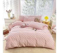 Ensemble de Couvercle de Couette TFBHL Twin Grid Set Set Counter, Ensembles de literie à Carreaux avec 2 camarades d'oreiller Feuille de lit (Couleur: Rose, Taille: Roi 4pcs)