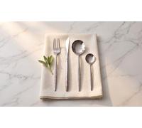 Set de 24 Couverts de Table en Acier Inoxydable Finition à bords lisses, Blanc