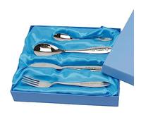 Ensemble de couverts 4 pièces plaqué argent - Joli cadeau pour naissance, baptême ou baptême