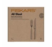 Fiskars All Steel Lot de 24 couteaux à steak, finition mate, acier inoxydable, passent au lave-vaisselle