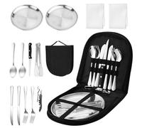 Ensemble de Couverts de Camping 14 pièces, Set de Couverts de Camping, 2 Personnes INOX Vaisselle Camping Ensemble pour Randonnée, Escalade, Plein Air