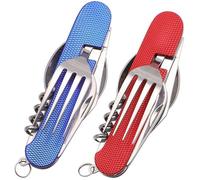 Ensemble de couverts de camping pliables en acier inoxydable, ustensile portable 6 en 1, outil multifonction, survie en plein air,