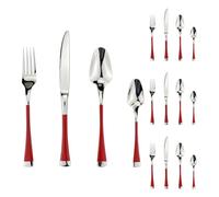 Ensemble de Couverts de Cuisine en Acier Inoxydable, Comprenant Un Couteau à Steak, Une Fourchette et Une cuillère à café pour Un Usage privé et Professionnel (Rouge, 16 pièces)