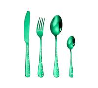 Ensemble de couverts de Noël - 4 pièces en acier inoxydable 410, couteau, fourchette, cuillère, vaisselle occidentale festive rouge vert | Cadeau de décoration de table de dîner de vacances