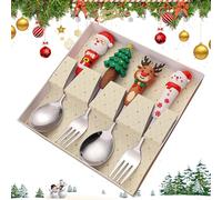 Ensemble de couverts de Noël, ensemble de couverts de Noël - Fourchettes et cuillères de en acier inoxydable,Ensemble de occidentaux de vacances, ustensiles d'apéritif, cuillère à