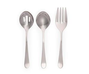 Ensemble de couverts de service 3 pièces Salter - Dalton, Acier inoxydable 18/10, Cuillère perforée, Cuillère pleine, Fourchette à servir, Salade, Passe au lave-vaisselle, 24 cm, Finition miroir