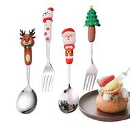 Ensemble de couverts de vacances - ustensiles de Noël avec fourchette et cuillère à dessert en acier inoxydable, couverts occidentaux | Servir pour, fêtes, réunions saisonnières, pour la table