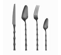 Ensemble de Couverts en Acier Inoxydable, Comprenant Un Couteau à Steak, Une Fourchette et Une cuillère à café, pour la Maison, Les fêtes et Les Restaurants (Noir, 4 pièces)