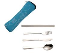 Ensemble De Couverts En Acier Inoxydable - Couvoirs Portables, Ensemble De Vaisselle Pour L'école Et Les Déplacements | Cuillère À Fourche À Couteau Avec Une baguete Avec Étui Spécial, Ensemble De Ta