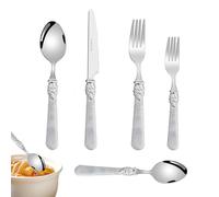 Ensemble de Couverts en Acier Inoxydable - Service de Coutellerie Rétro,Kit d'Ustensiles Réutilisables Fourchette Cuillère,Pour Repas Maison Appartement Pique-nique Mariage Hôtel Restaurant Réception