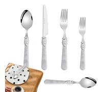 Ensemble de Couverts en Acier Inoxydable | Service de Coutellerie Rétro,Kit d'Ustensiles Réutilisables Fourchette Cuillère,Pour Repas Familiaux, Pique-nique, Mariage, Restaurant, Réception et Festin