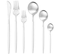 Ensemble de couverts en argenterie, 36 pièces, ensemble acier inoxydable mat, vaisselle, fourchette à dessert, cuillère, d'argenterie, cuisine, argentées