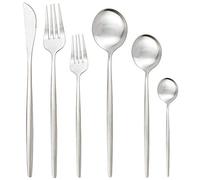Ensemble de couverts en argenterie, 36 pièces, ensemble acier inoxydable mat, vaisselle, fourchette à dessert, cuillère, d'argenterie, cuisine, argentées