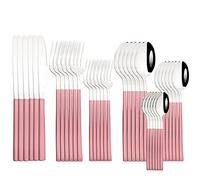 Ensemble de couverts en argenterie, 36 pièces, ensemble vaisselle, miroir, acier inoxydable, couteau, fourchette à dessert, cuillère, cuisine occidentaux, rose