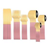 Ensemble de couverts en argenterie, 36 pièces, ensemble vaisselle, miroir, acier inoxydable, couteau, fourchette à dessert, cuillère, cuisine occidentaux, rose