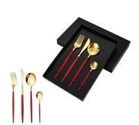 Ensemble de Couverts en argenterie, 4/16/24/32/40/48 pièces, Vaisselle en Acier Inoxydable, Coffret Cadeau, hôtel, Maison, Repas, Couteau à Steak, Fourchette, cuillère, Noir/Or