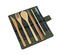 Ensemble de couverts en bambou, Set de couverts de voyage, Ensemble de vaisselle écologique, Couteau, fourchette et cuillère, Ensemble de couverts en bois, Set de couverts de camping avec Poche
