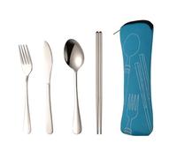 Ensemble de couverts - Ensemble de couverts en acier inoxydable portable, kit d'outils de déjeuner de voyage avec cuillère et baguettes | Posecines compactes réutilisables dans le cas de l'école,