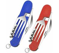 Ensemble de couverts pliants 6 en 1 en inox, 2 pièces, camping, randonnée, pique-nique. YYV