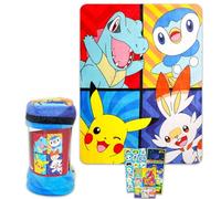 Ensemble de couverture polaire Pokémon - Ensemble avec couverture Pokémon de 116,8 x 152,4 cm, autocollants, plus pour enfants, tout-petits, enfants | Couverture polaire Pikachu pour garçons et filles