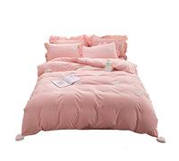 Ensemble de couvertures de Couette TFBHL, Ensemble de couvertures de Courtepointe de lit 4 pc avec 2 têtes d'oreiller, réversibles Soins hypoallergéniques faciles à Bout de Souffle (Rose, 180x220