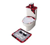 Ensemble de couvertures de siège de toilette drôle Gnome - Accessoires de salle de bain de Noël 4pcs, couverture de boîte de soie, décoration du réservoir de toilettes, protecteur de vacances en tissu