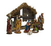 Ensemble de cr?che de No?l Kurt Adler en r?sine de 6 pouces, 7 pi?ces, beige