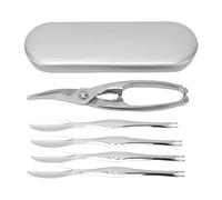 Ensemble de craquelins et d'outils de crabe, 4 fourchettes en acier inoxydable, pattes de crabe, craquelins de fruits de mer, outil de consommation de crabe avec boîte de