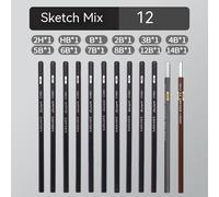 Ensemble De Crayons À Charbon De Bois Pour Artistes Débutants,2,4,Ombrage,Dessin,Croquis,2h,Hb,B,2b,3b,4b,5b,6b,7b,8b,12b,14b,12 Pièces - Type 12pcs