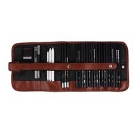 Ensemble de Crayons à Dessin Portable en Bois pour Artistes Débutants | Étui Enroulable Pratique, Transport Facile, pour Croquis en Extérieur, Galerie, Papier à Dessin et Esquisses