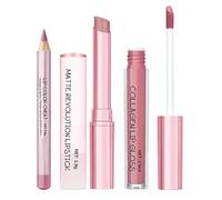 Ensemble de crayons à lèvres 3 pièces, crayons à lèvres nus crémeux mats, crayon à de 5 pouces avec une glisse douce, fournitures de maquillage cosmétique de haute qualité avec formule longue d