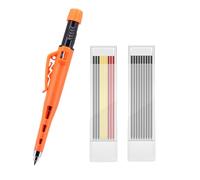 Ensemble de crayons de charpentier mécaniques avec taille-crayon - Crayon de travail du bois réutilisable avec 18 mines de recharge (9 noires + 9 multicolores) | Pas de taille-crayon, résistant à la
