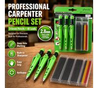 Ensemble de crayons de charpentier professionnels de 2,8 mm, crayons de marquage pour trous profonds, outil de dessin pour architectes, pour charpentiers et ingénieurs green set