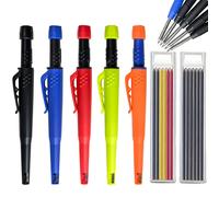 Ensemble de crayons de charpentier solide, marqueur de crayon mécanique à trou profond de 2.8mm avec taille-crayon intégré pour charpentier, architecte de menuiserie orange B set
