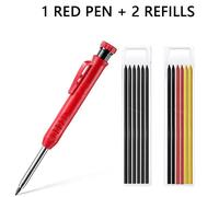 Ensemble De Crayons De Charpentier Solide,Outils De Travail De Calcul,Crayon Mécanique,Recharge 5 Couleurs,Outils De Travail De Construction,Traceur De Marquage De - Type 1 Stylo Rouge 2 Recharges