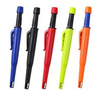 Ensemble de crayons de charpentier solides, marqueur de crayon mécanique à trou profond de 2.8mm avec taille-crayon intégré pour architecte de menuiserie, 5 pièces/ensemble 5pcs mix pen
