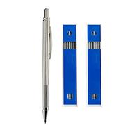 Ensemble de crayons de peinture d'art de 3,0 mm avec mines noire/rouge en acier inoxydable - Porte-mine automatique 2B (stylo de 3 mm, 2 mines grises)