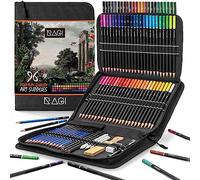 Ensemble de crayons et crayons professionnels - 96 pièces - Outils de dessin et de croquis pour adultes - Trousse noire avec accessoires de qualité supérieure, crayons crayon avec beaucoup de pigment