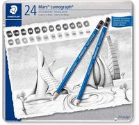 Ensemble De Crayons Graphite Staedtler Mars Lumograph 24 Pcs - Art Et Dessin